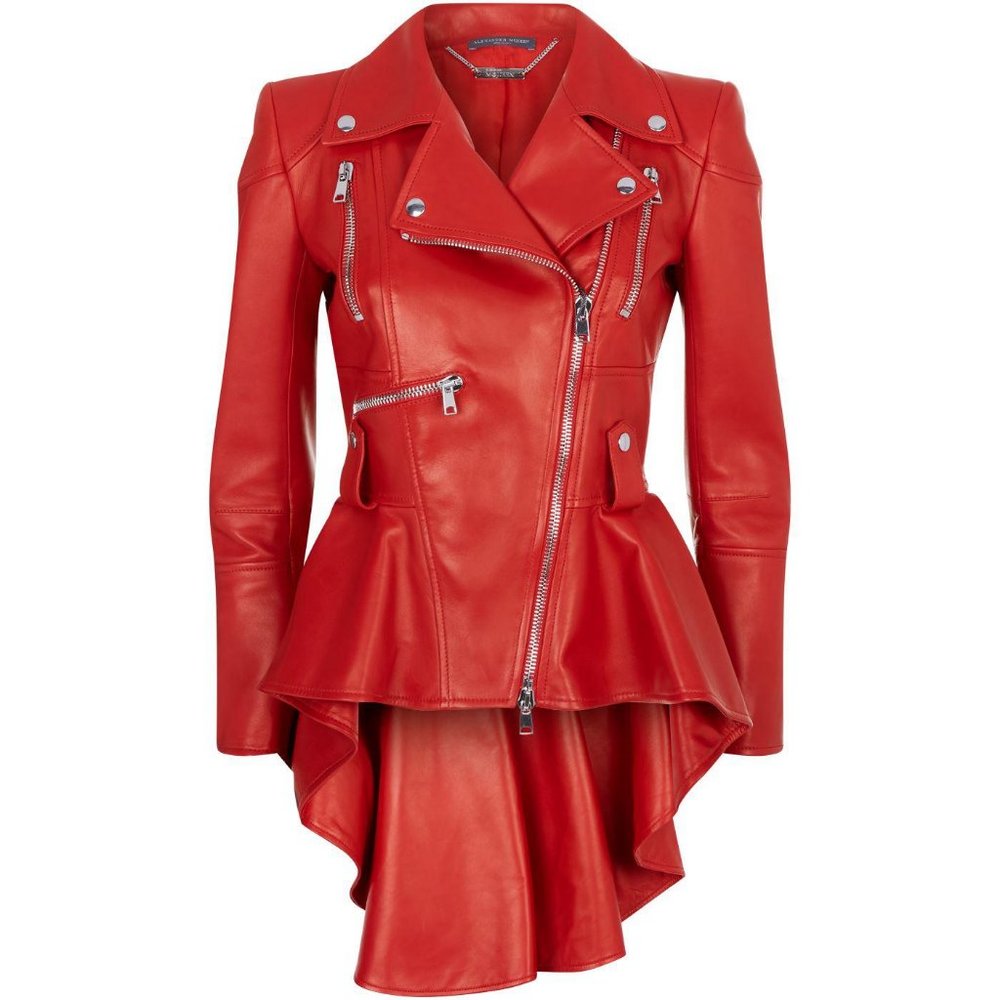 ✨HOST PICK✨ALEXANDER McQUEEN Red Peplum Leather Jacket, sz IT40/US4-6✨HOST PICK✨